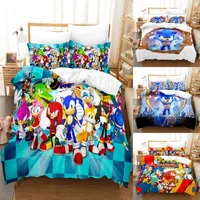 Hot Sale sonic Bedding Sheets Soft Duvet Cover Pillowcase Single Twin Full Size Kids  Cartoon 3d Bedroom Decor Gifts