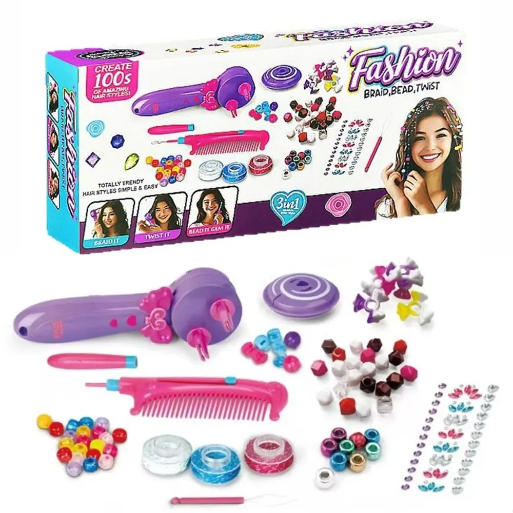 

Three-in-One Function Magic Electric Hair Braider Bling Glitter Fully Automatic Magic Hair Styling Jewelry Beads Decorations