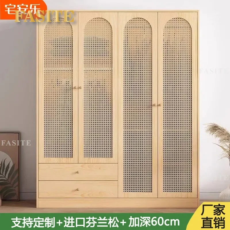 For Bedroom Wardrobe Opposite Door Storage Cabinet All Solid Wood Locker Log Cabinet Imported Finnish Pine Household
