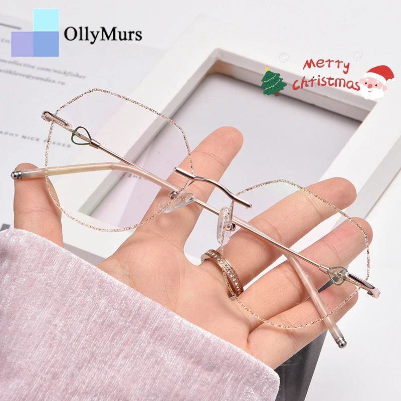 

OLLYMURS элегантные трендовые женские очки без оправы на заказ, очки для близорукости, ретро-обрезка, оптические очки, женские очки