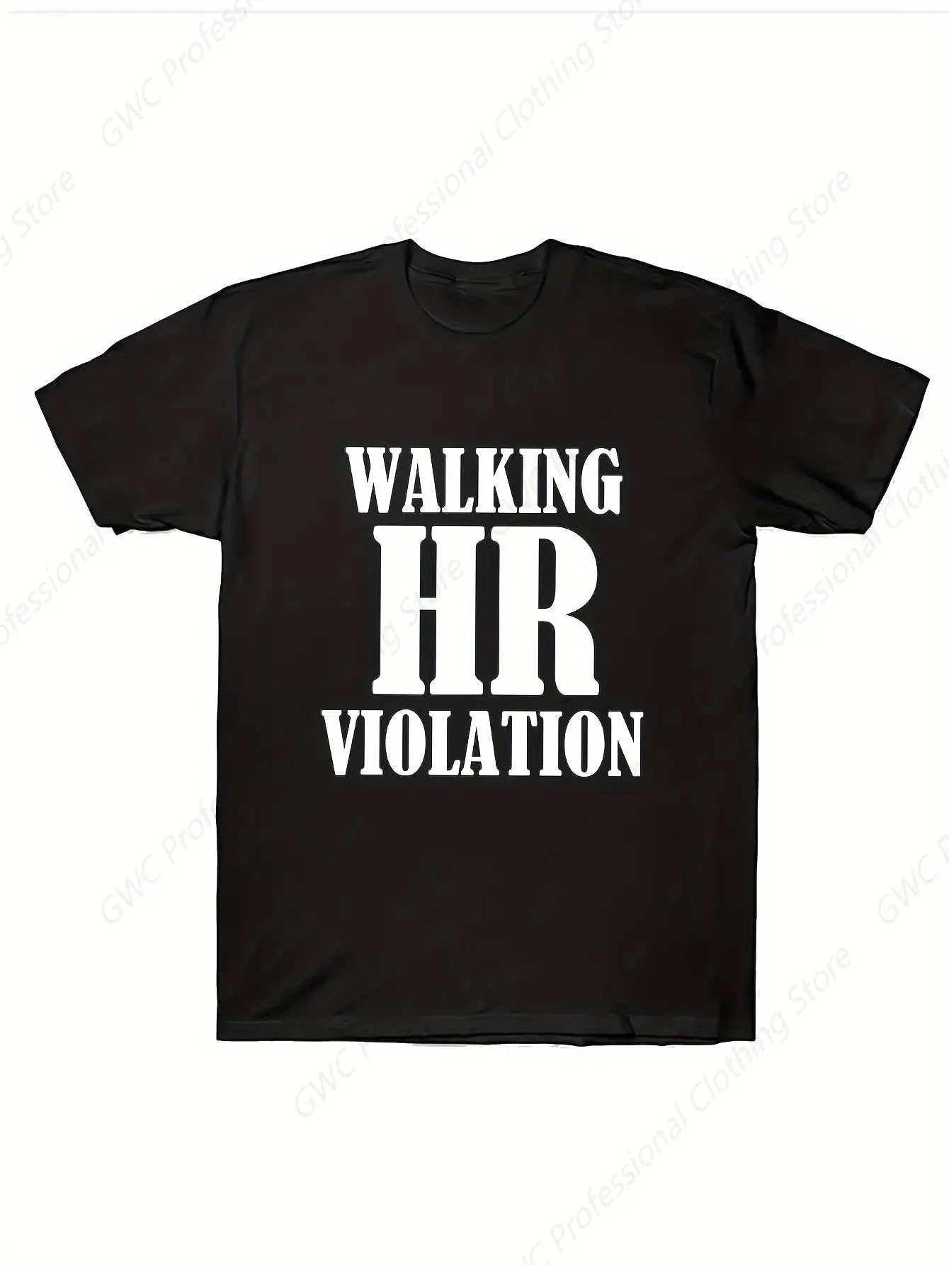 Mens Funny Graphic T-Shirt - Walking Hr Violation Theme, Summer Casual Streetwear Top, Crew Neck Soft Fitted Tees S -6XL Fresh