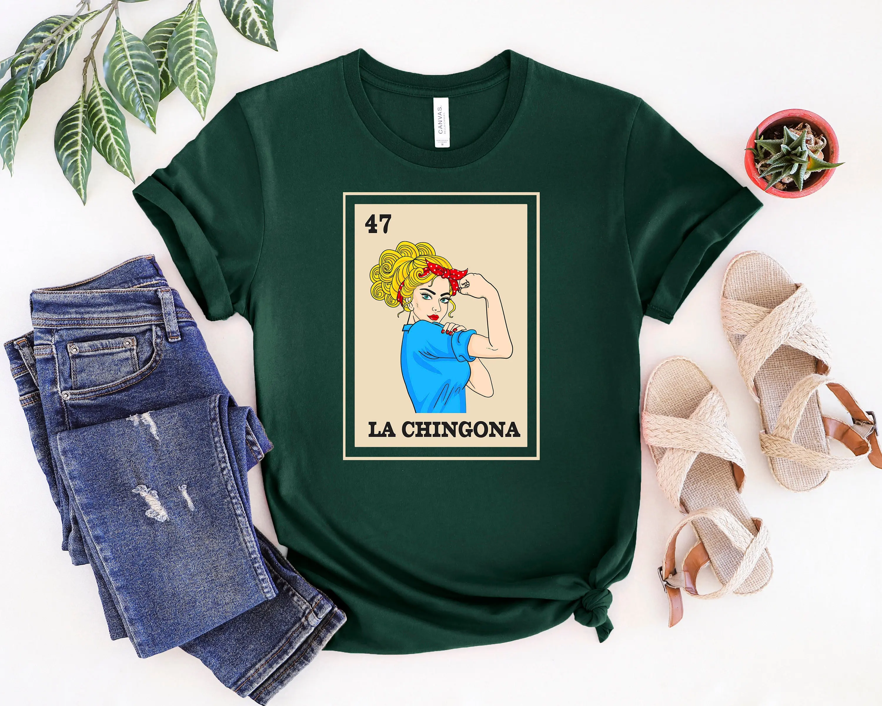 Mexican La Chingona Lottery Traditional Feminist Latina Vintage T Shirt Women