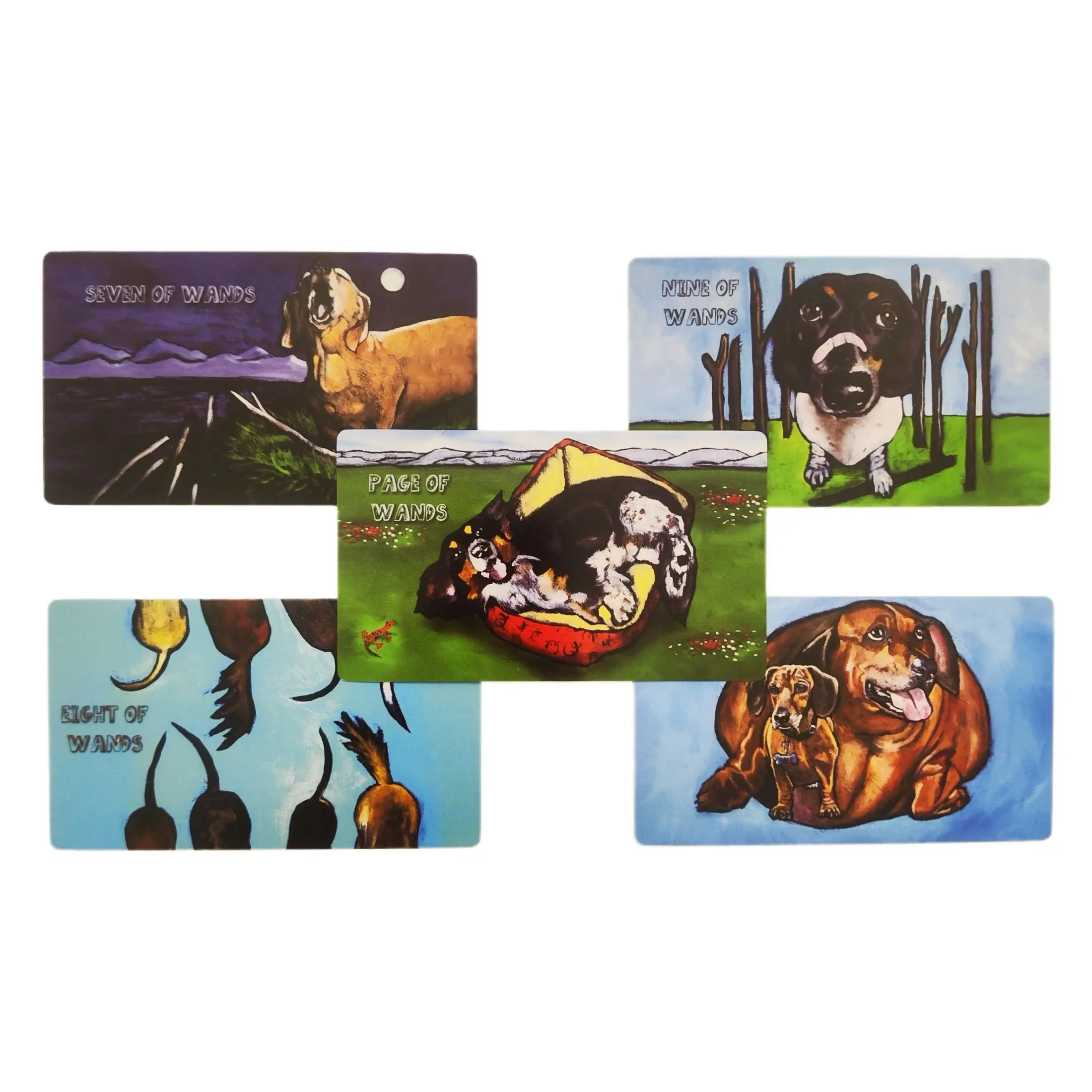 Tarot Dachshund Low Rider de 12 * 7 cm: um baralho completo de tarô com tema Dachshund de 78 cartas com guia para iniciantes