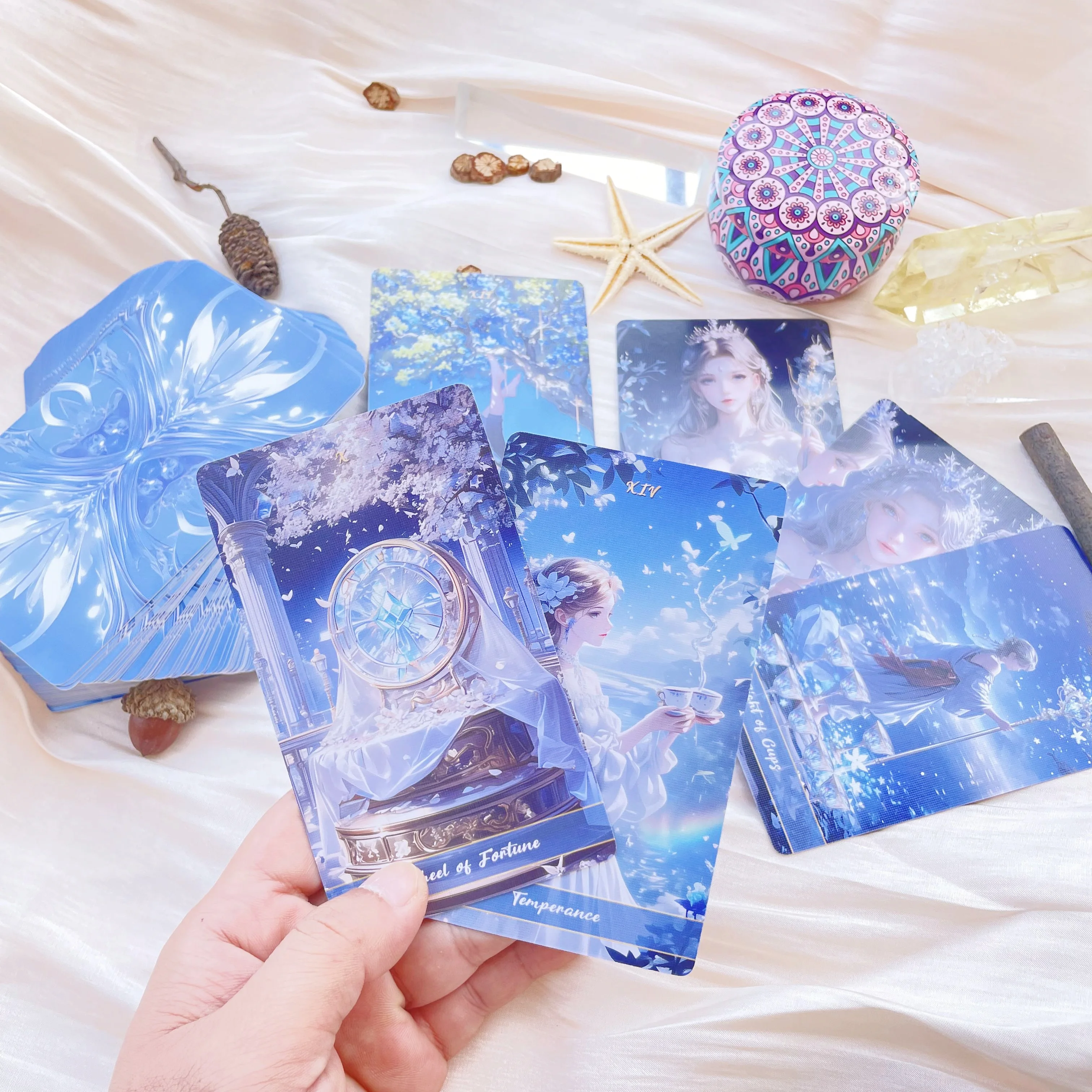 Genuine Crystal Love Tarot Deck 78 Pcs 12x7cm Standard Size English Guidebook PDF Future Telling Divination Board Game Oracle