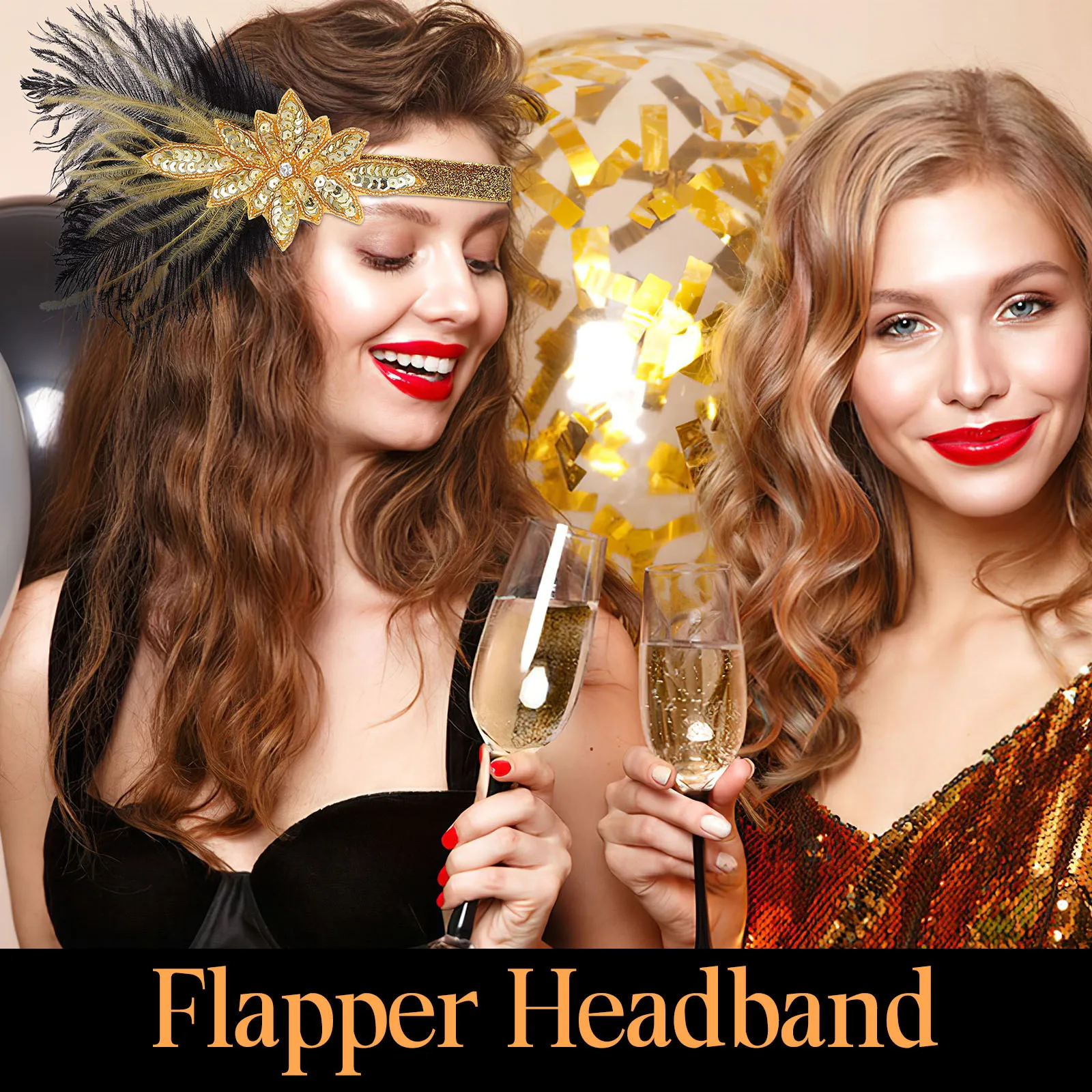 

1 Piece Glitter Headband for Women Retro Flapper Style Rhinestone Plume Hairpiece Vintage 1920S Costume Accessory Party Wedding