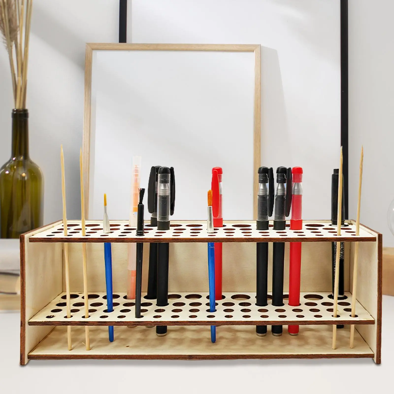 Стеллаж для хранения кистей, деревянный держатель для кистей, портативный Стеллаж для ручек, держатель для ручек