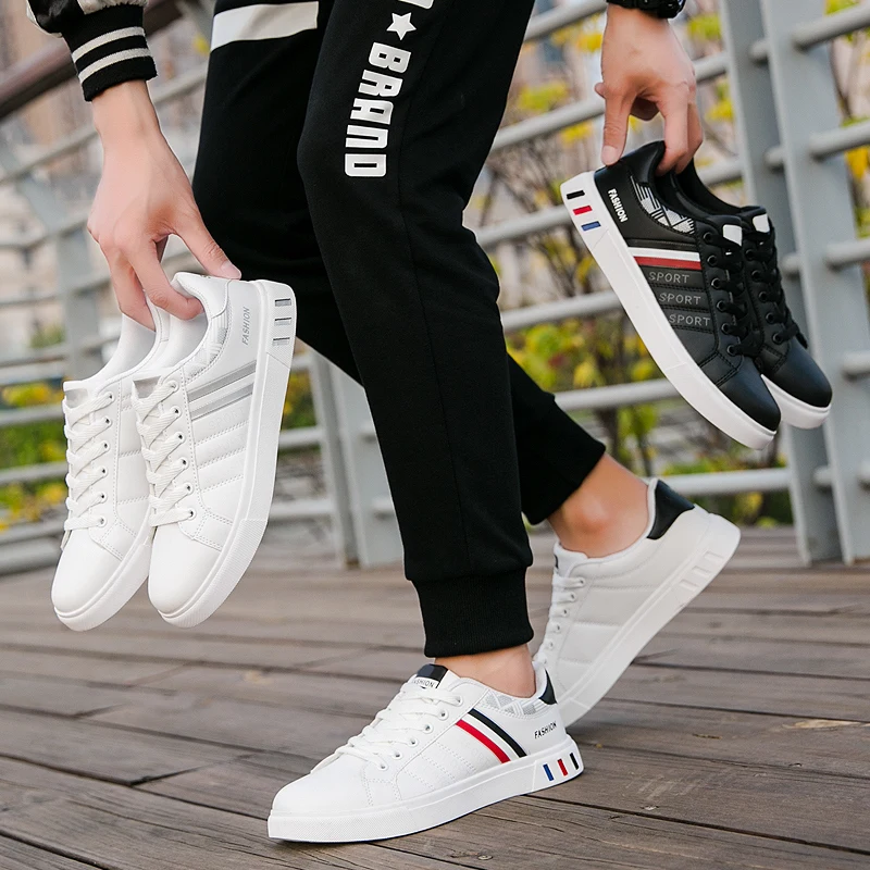 Męskie trampki na co dzień buty płaskie buty męskie lekkie wygodne oddychający but męskie białe sportowe buty do buty wulkanizowane