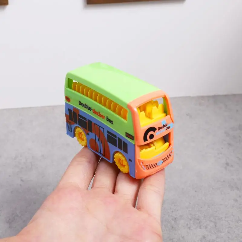 

Dollhouse Mini Double Bus Toy Colorful Car Model Play Accessories for Kids Creative Room Decoration Gift