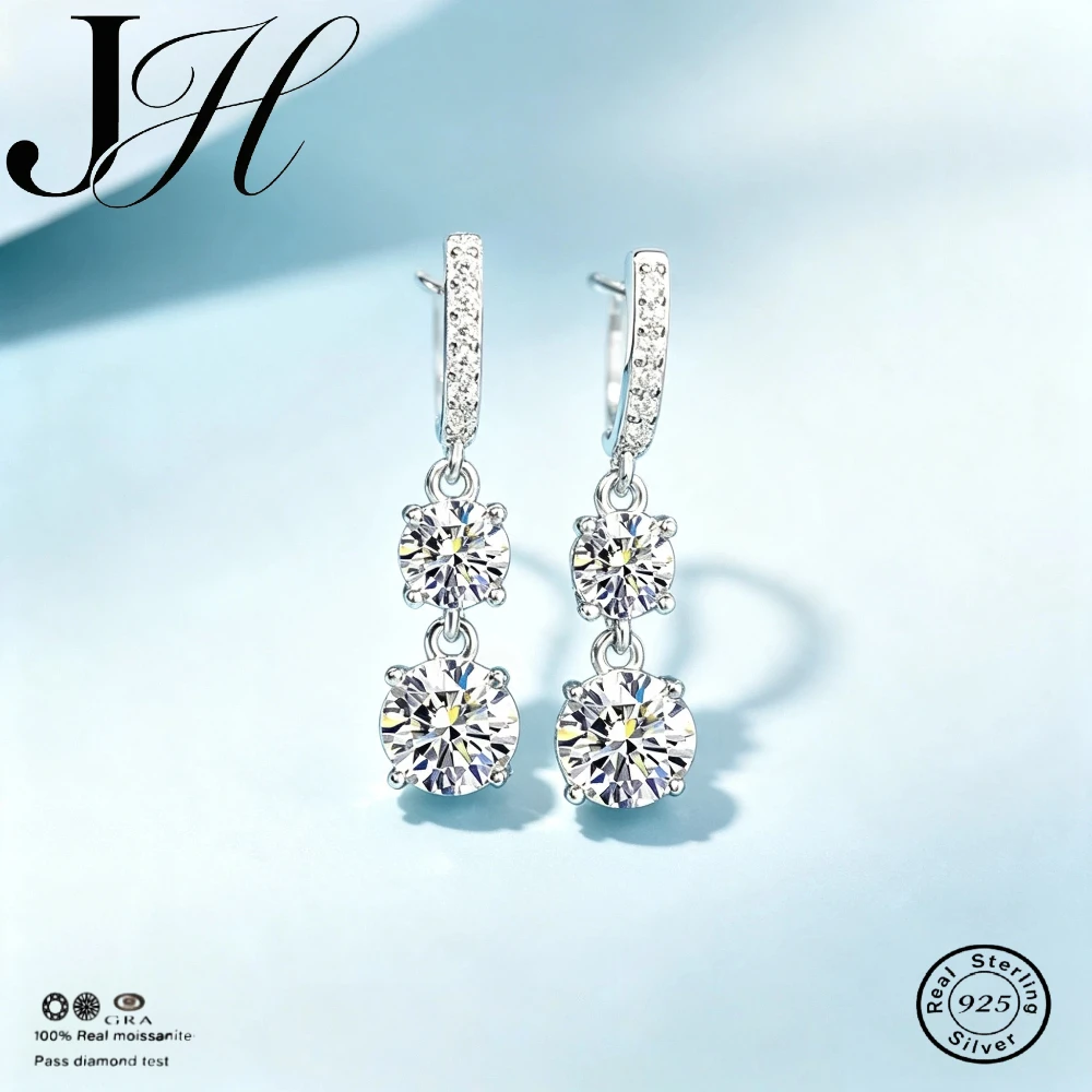 JH 3CT 925 Sterling Silver Moissanite Earrings For Women Shining Earrings D VVS1 Fine Jewelry Lab Diamond