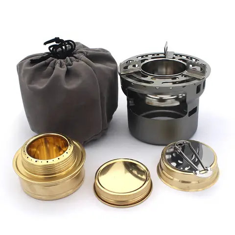 Camping Alcohol Stove with Storage Bag, High Power Windproof Bundled Burner for Backpack, Hiking, Picnic, Climbing