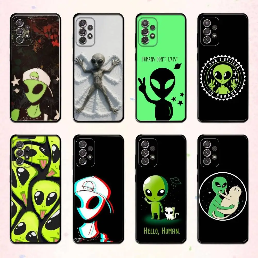 

Cool C-Cartoon Alien Space Phone Case For Samsung S 25,24,23,22,30,21,10,9,Ultra,Plus,Lite,FE,4,5 G Soft Black Case