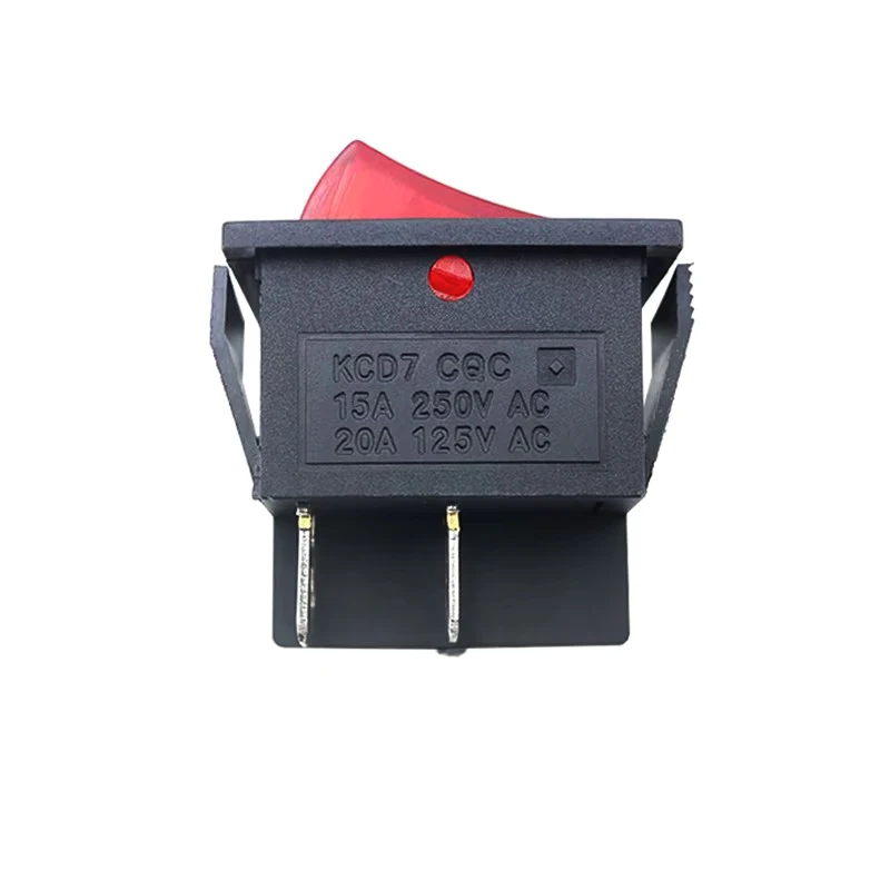 KCD7 Heavy Duty Waterproof Rocker Switch, DPST 4 Pin 20A/125V 15A/250V AC, Red/Green LED Lighted Panel Mount Switch
