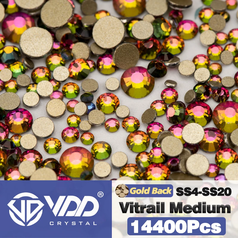 VDD 14400Pcs Mix Size SS4-SS20 Wholesale Crystal Rhinestone Gold Flatback Glitter Stones For DIY Decoration Nail Art Accessories