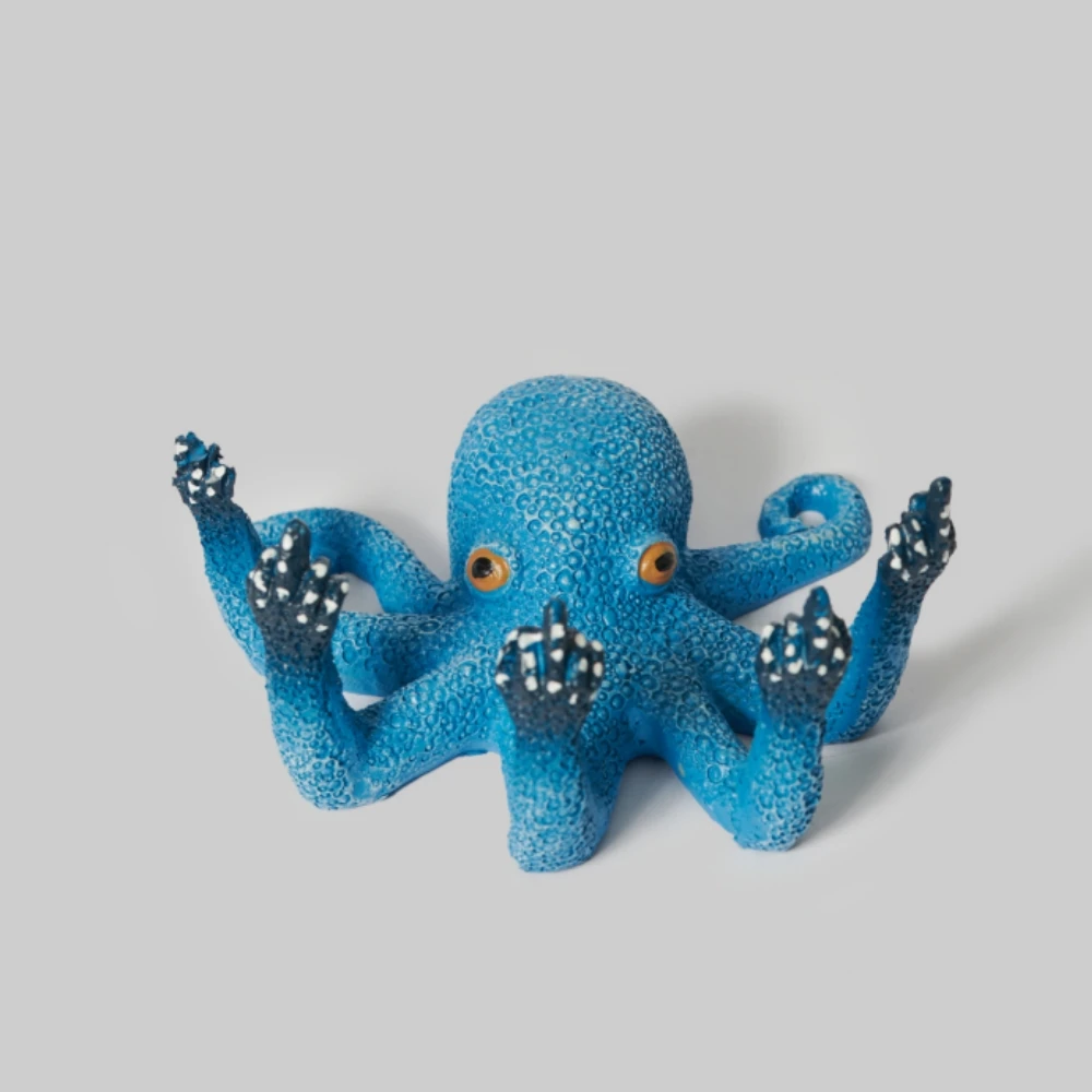 Bored, Playing With An Octopus That Only Knows How To Raise Its Middle Finger 