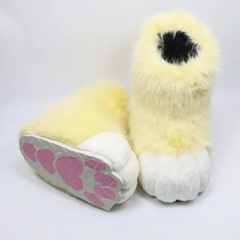 1Pair Fursuit Feet Paw Shoes Kit Plush Furry Boots Fursuit Halloween Costume Cosplay Shoes Carnival Party Men Women view 4