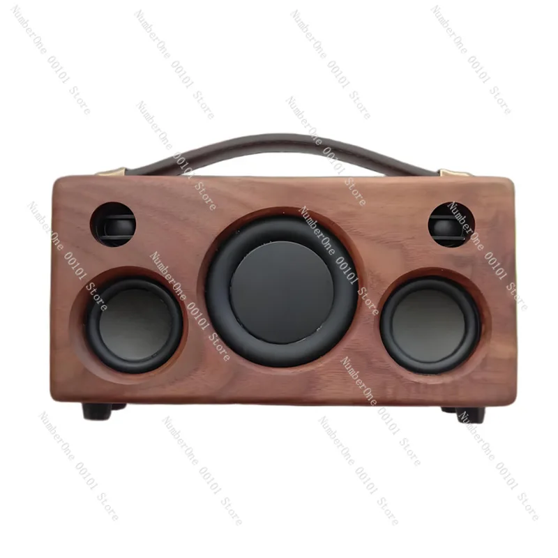 Black walnut solid wood bluetooth speaker handmade outdoor retro subwoofer wooden small stereo