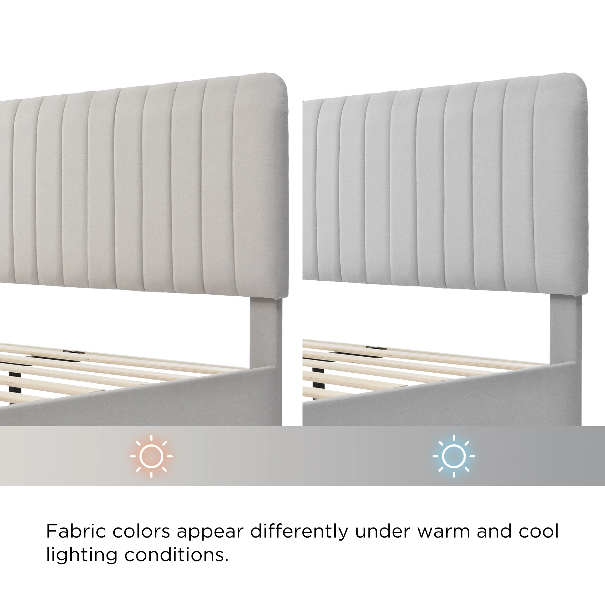 Headboard height is adjustable, 55cm high and thickened headboard Double bed with upholstered bed frame without mattress