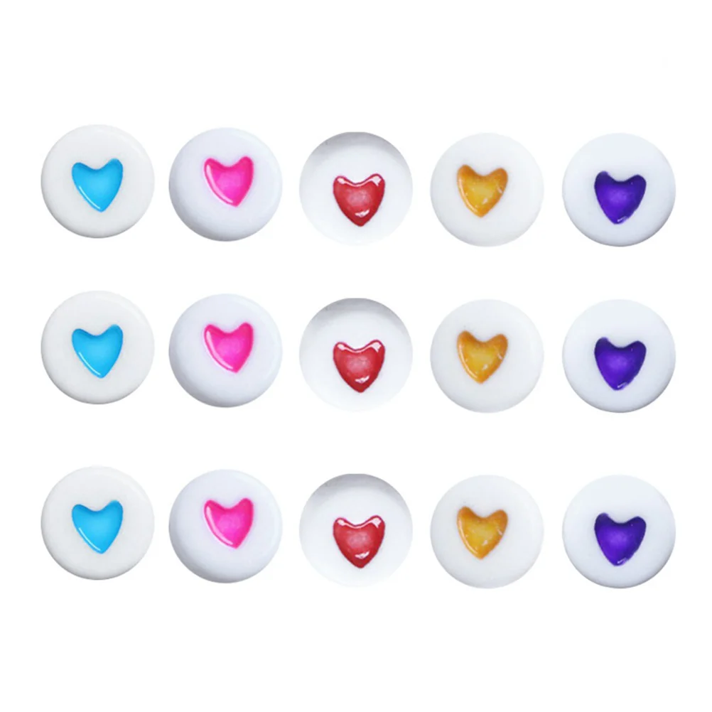 100 Pcs Craft Beads Kits Colorful Acrylic Jewelry Heart-shaped Jewelery Making Child