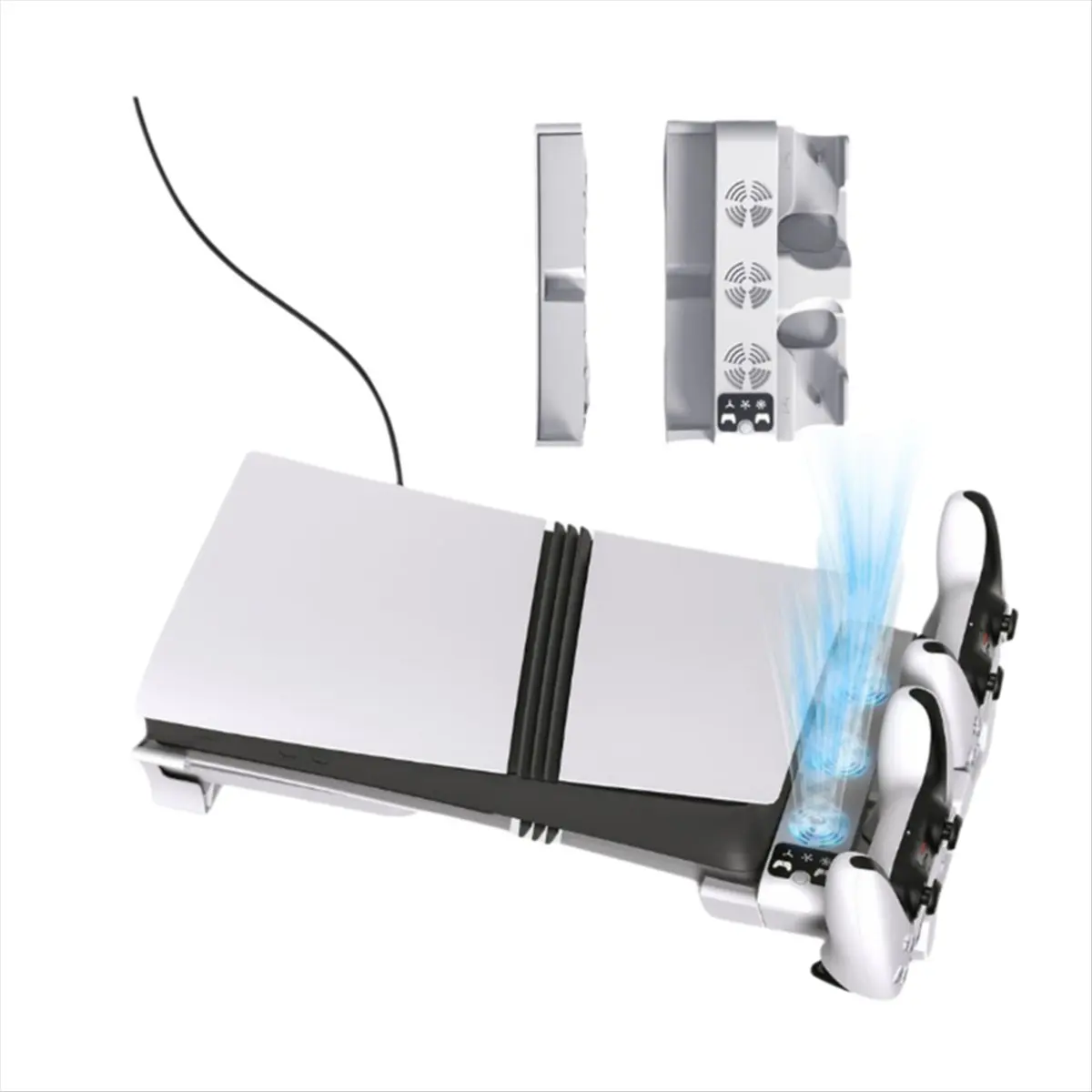 T35C For Pro Slim Horizontal Stand with 3-Level Cooling Fans for Game Controller Charging Station