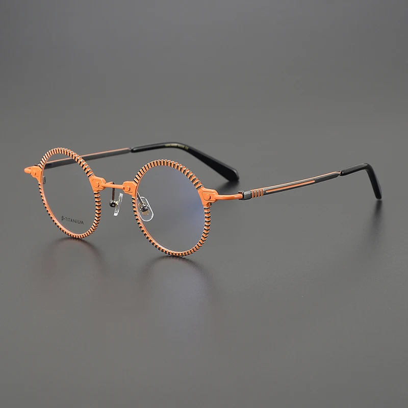 Japanese Style Handmade High Quality Titanium Round Glasses Frame For Men Women Designer Eyeglasses Can customize lenses