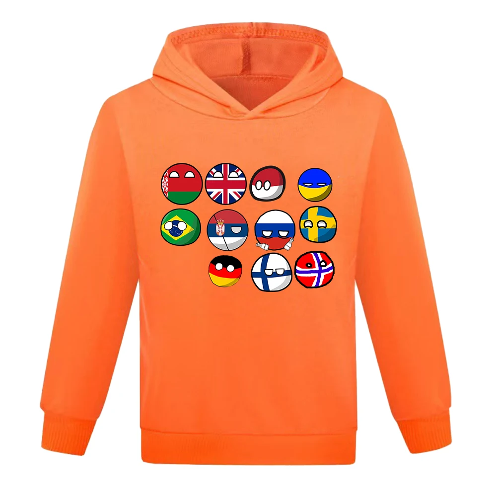 Kids Polandballs Countryballs Cartoon Hoodie Funny Girl  3D Printed Kids Sweatshirts Boys Trendy National Balls Pullovers