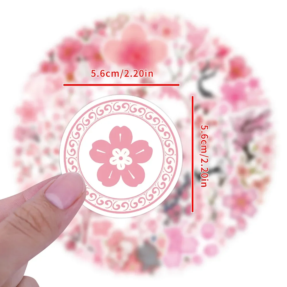55PCS Pink Cherry Blossom Cartoon Graffiti Sticker Notebook Guitar Fridge Skateboard Waterproof Sticker Classic Kid Toys Gifts