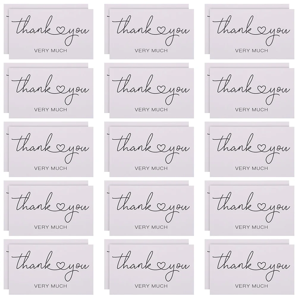 100 Pcs Thank You Card Note Cards Business Gift Packing Thanks Decor for Wedding