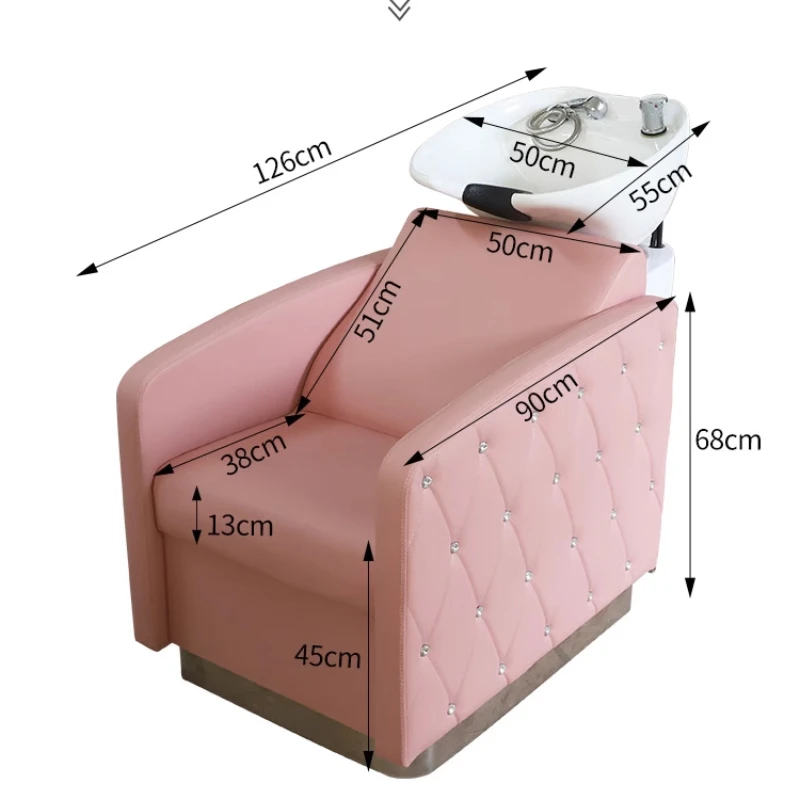 Luxury Pink Reclining Salon Sink Shampoo Bowl Chair