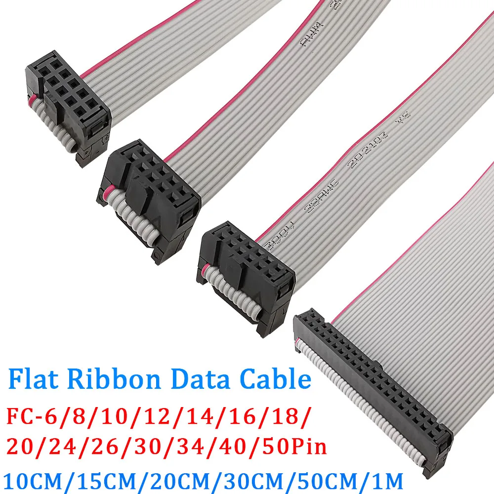 Cabo de dados liso da fita do ISP do JTAG, passo 2.54mm, FC-6, 8, 10, 12, 14, 16, 18, 20, 24, 26, 30, 34, 40, pin 50 para DC3, 1Pc F e F IDC Box Header