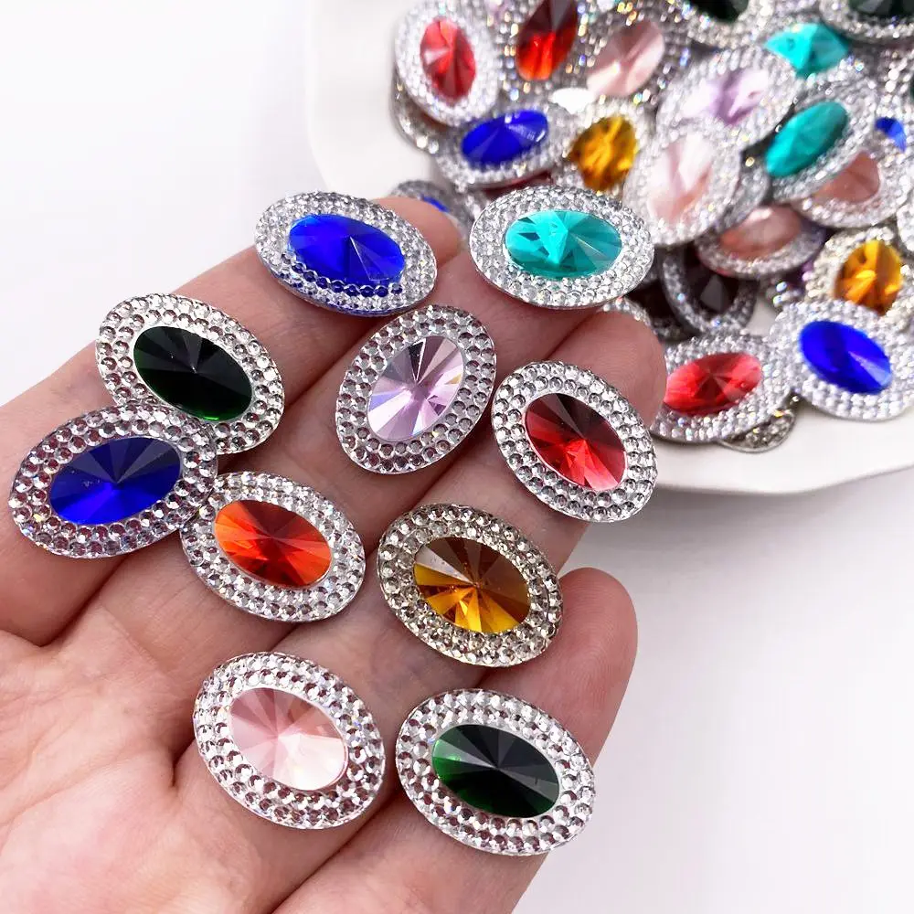 10x14 13x18 18x25 Shiny Resin Double Color Convex Crystal Oval Gems Flatback Rhinestone Scrapbook Wedding Applique DIY Decor