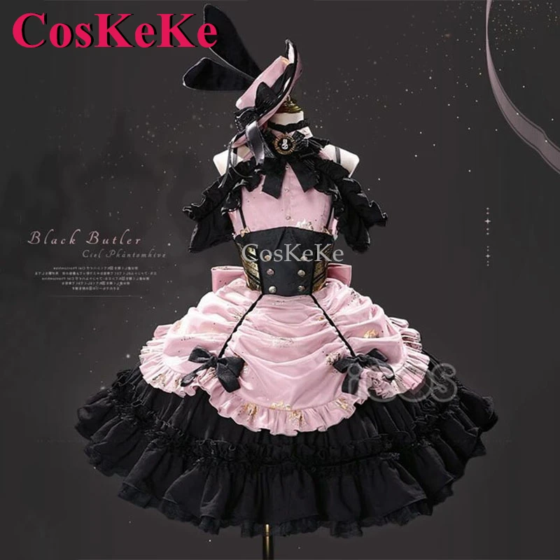 CosKeKe Ciel Phantomhive Cosplay Anime Black Butler Costume Cafe Sweet Elegant Formal Dress Activity Party Role Play Clothing