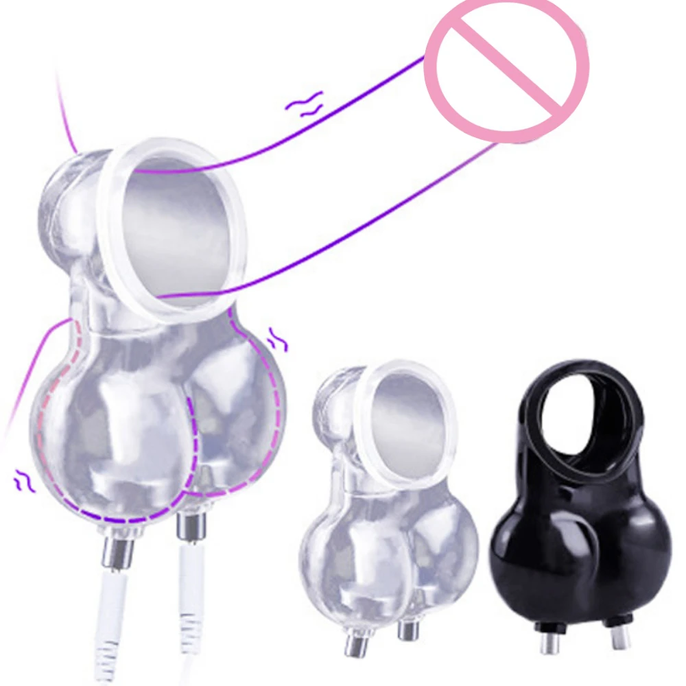 

Male Scrotum Pouch Electric Shock Testicle Stimulator Chastity Cage Penis Ball Stretcher Vibrating Bondage Sleeve Trainer SexToy