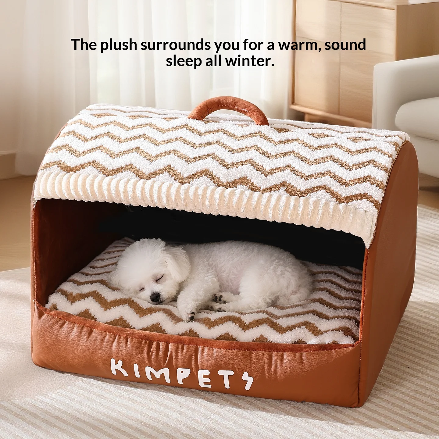 Cama para perros casa con cajón superior reforzado y funda lavable - imagen 2