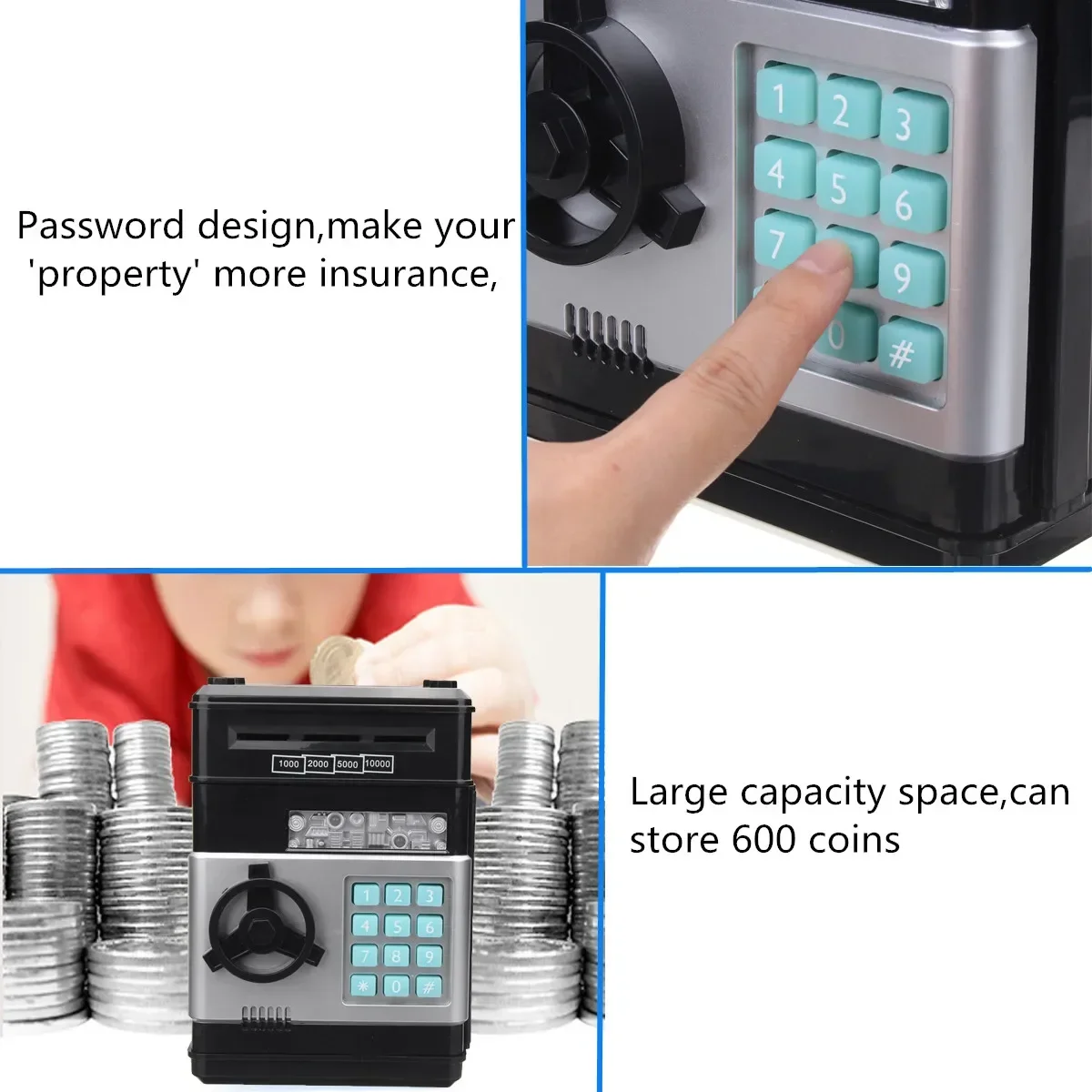Money Box Electronic Password Code Key Lock Piggy Bank Automatic Coins Cash Saving Money Box Counter Mini Child Gift