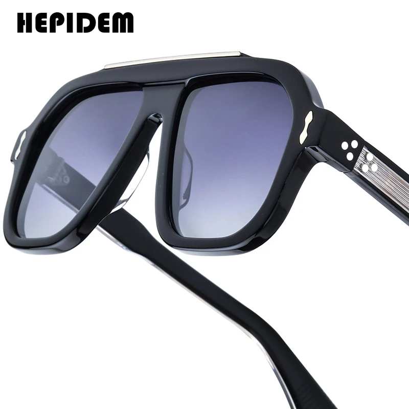 HEPIDEM Acetate Polarized Sunglasses Men Brand Designer Japanese Handmade Oversize Square Thick Big Size Sun Glasses Women OC