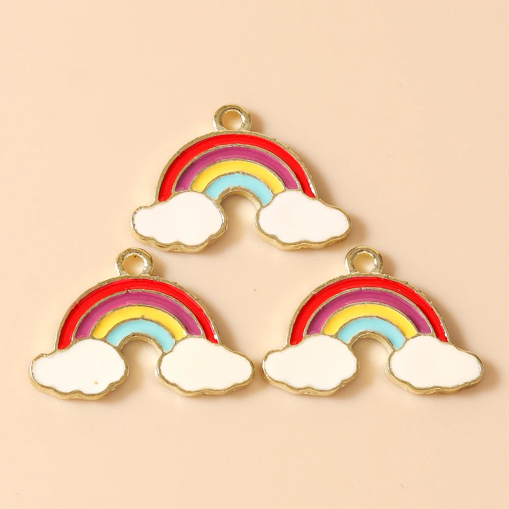 Leslie 10 Stück Mix Niedliche Emaille-Stern-Wolken-Regenbogen-Anhänger für DIY Armband Halskette Ohrringe Schmuckherstellung Handgemachtes Kunsthandwerk – Detail 17