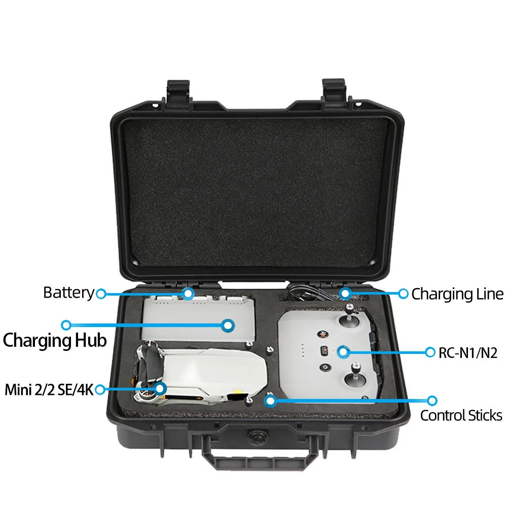 Waterproof Carrying Case For DJI Mini 4K/Mini 2/Mini 2 SE Drone Storage Box Suitcase Hard Case Handbag Large Capacity Bag