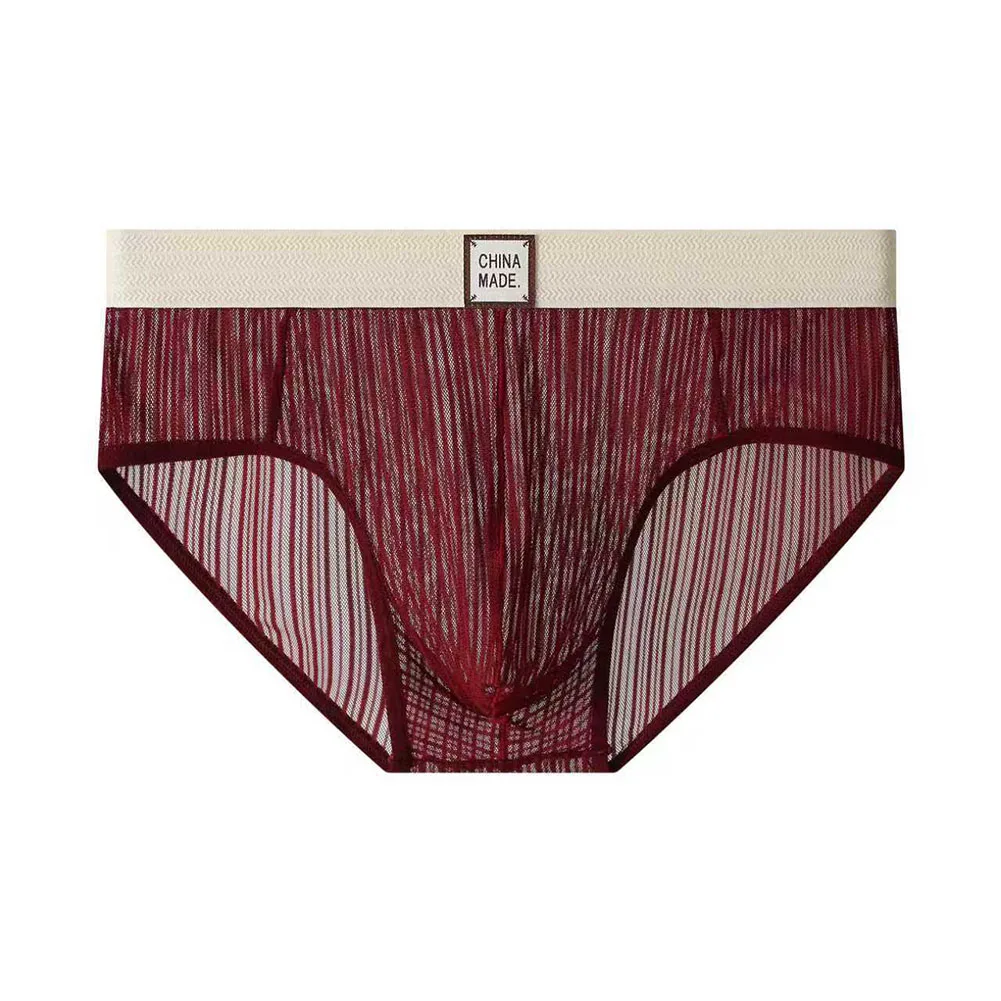 

Men Mesh Striped Transparent Men's Lingerie Underwear For Man Briefs Thin Breathable Panties Calcinha Men's Underpants Fashion