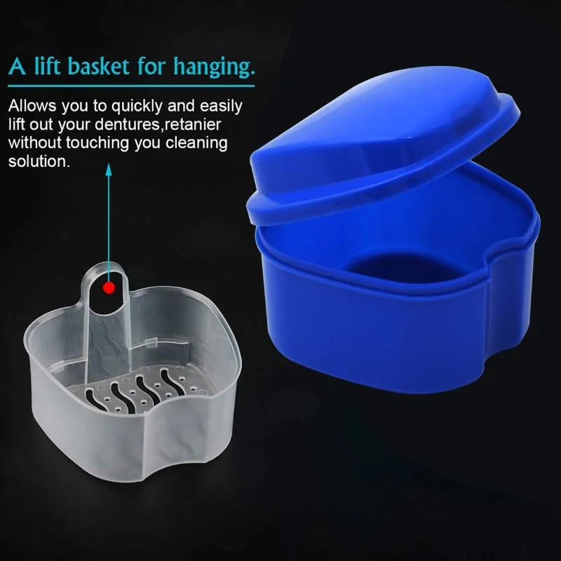 1PC Teeth Nursing with Hanging Net Container Cleaning False Teeth Bath Case Dropship Oral Denture Care Bath Box Cleaning False