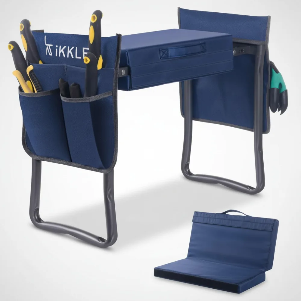 

Heavy Duty Garden Kneeler & Seat with Thick Pad, Foldable Gardening Stool for Seniors & Gardeners