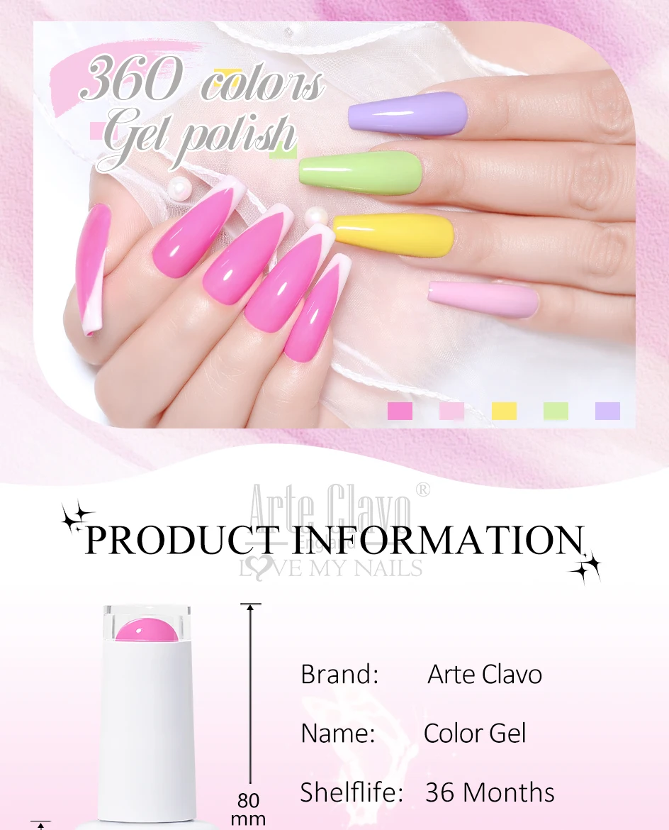 Arte Clavo 15ml 10 Stück HEMA TPO-freies Gel-Nagellack-Set Pastellfarbenes Bonbon-Lack-Kit für Salon Großhandel Großpackung Dropshipping-Lieferung – Detail 2
