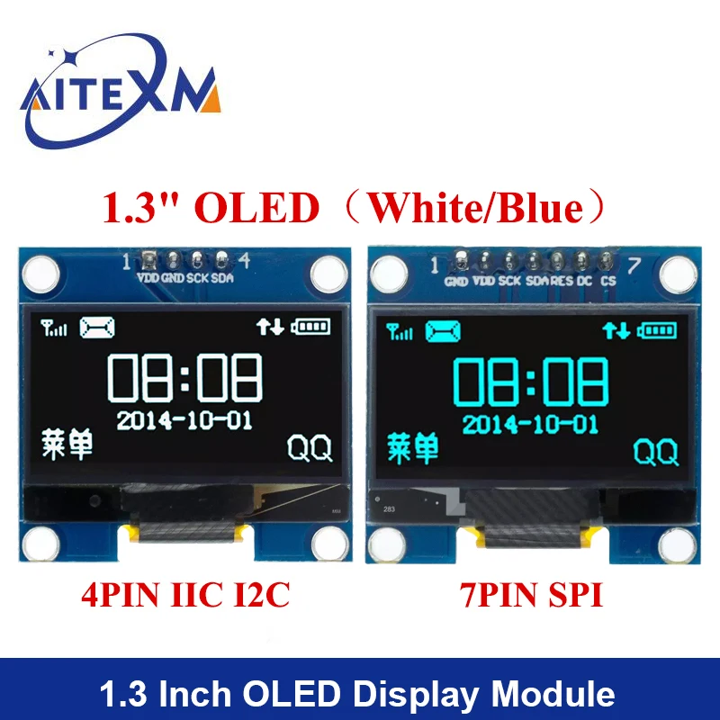YANXD 1.3 بوصة OLED وحدة SPI/IIC I2C أبيض/أزرق 128X64 1.3 "وحدة عرض LCD LED #1