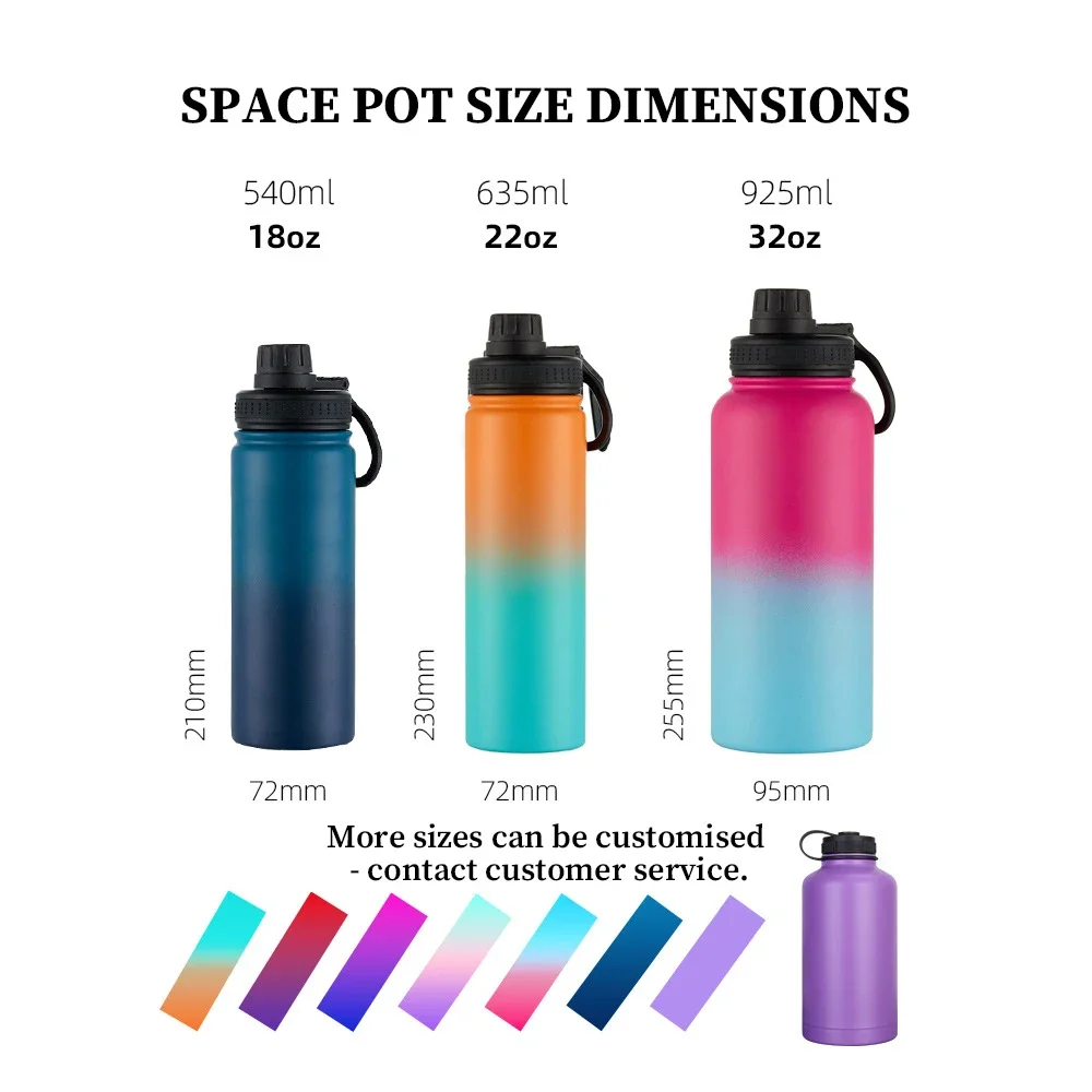 22OZ 32OZ Large Capacity Water Bottle Stainless Steel Thermos Cups Sports Mug Portable Insulated Cup Outdoor Gym Kettle