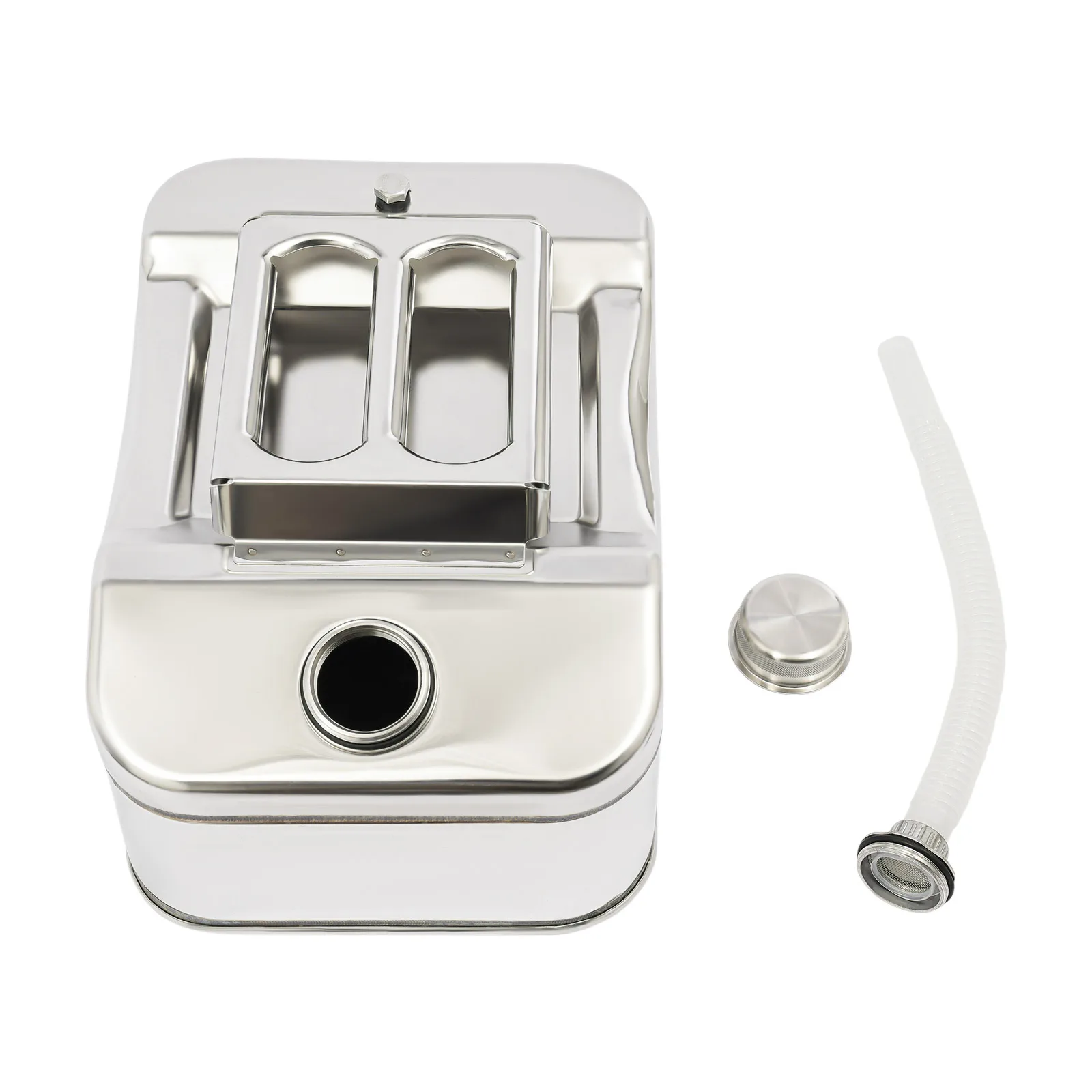 Réservoir de carburant en acier inoxydable de 2,64 gallons, bidon de stockage portable pour essence et diesel avec poignée à trois points et tube de remplissage, conteneur anti-fuite pour voiture, bateau, tondeuse à gazon, capacité de 10 L avec joint d'étanchéité