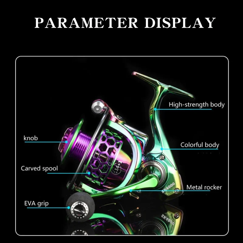 EASYFISH Gear Ratio, 22LB Max Drag, SK 1000-6000 Series, 5.0:1/4.7:1 CNC Metal Rocker,Spinning Fishing Reel,For Freshwater Saltw
