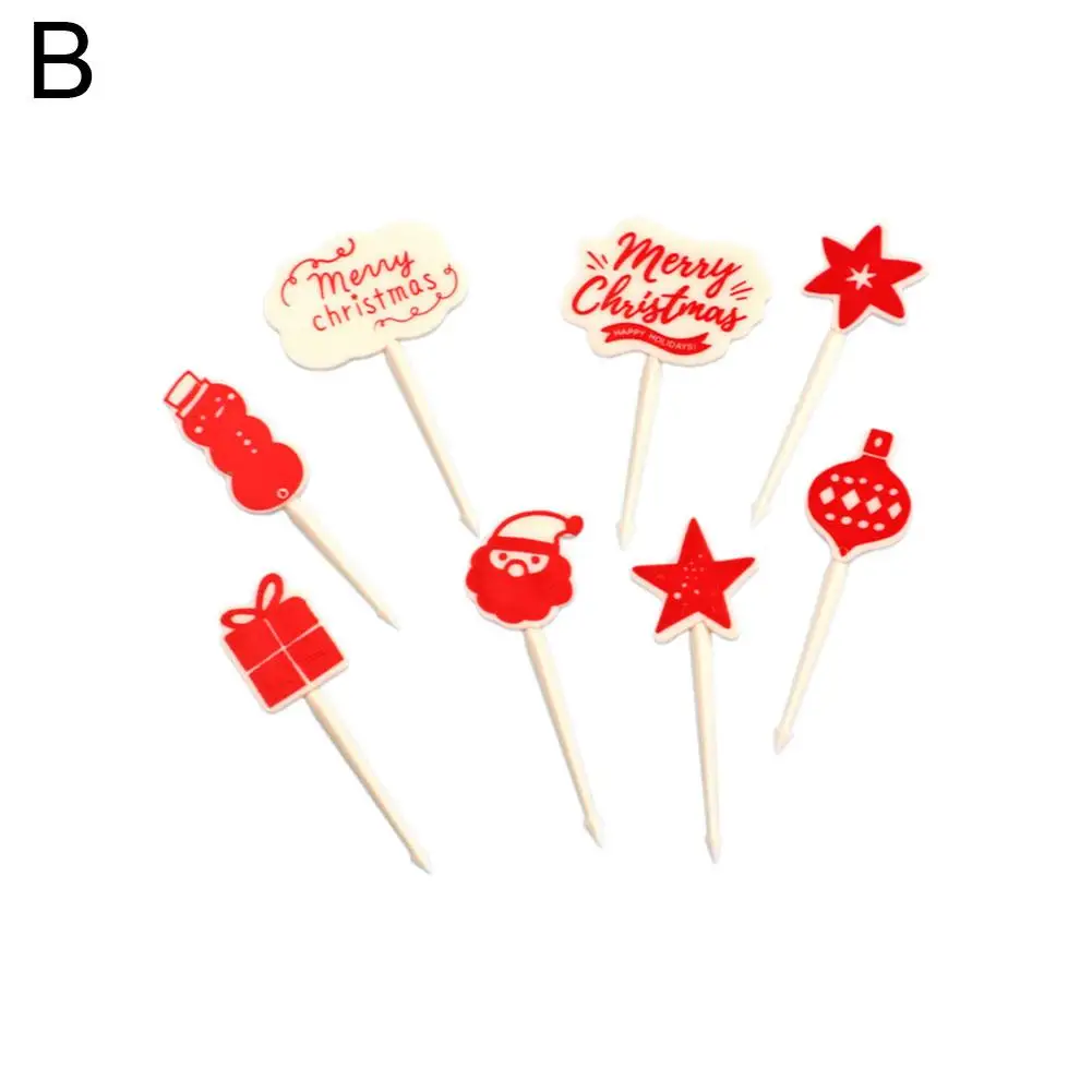 Christmas Hallowee Fruit Fork Kids Food Pick Reusable Salad Box Dessert Toothpick Cake Snack Decoration Lunch Fork Christma U5t7