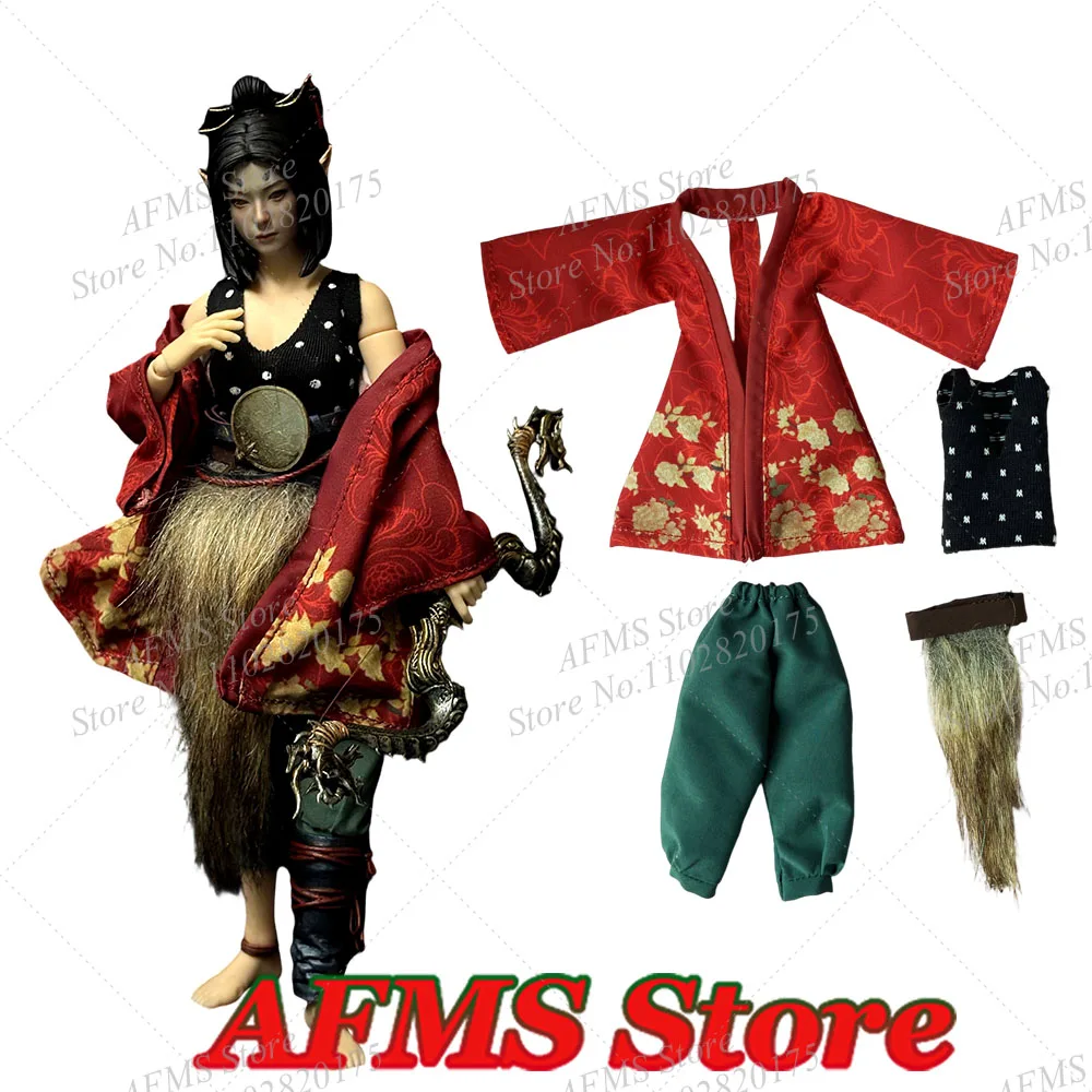 

1/12 Women Soldier Black Myth Ping Ping Robe Trousers Hanfu Fox Spirit Cosplay Clothes Set Fit 6Inch Action Figure Body Dolls
