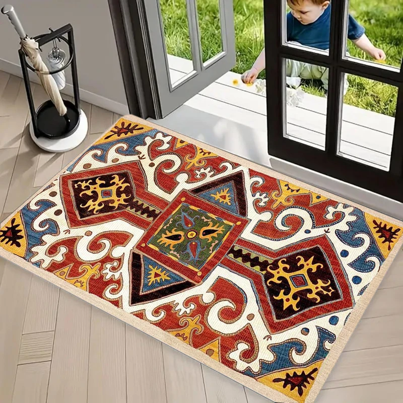 Bohemian Ethnic Air Cushion Geometric Totem Printed Carpet Living Room Bedroom Decoration Carpet