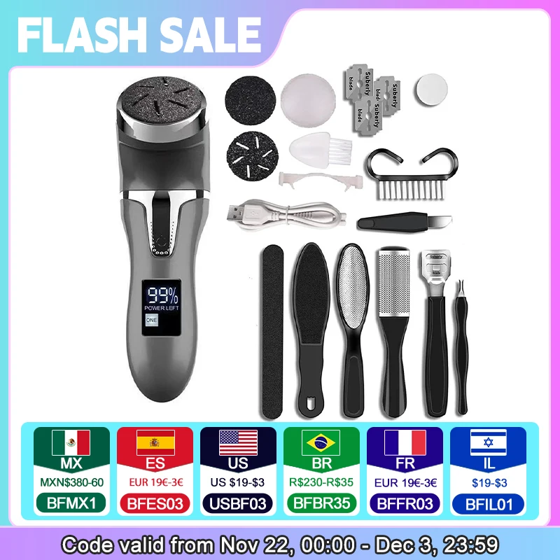 Electric Foot File Pedicure Machine Callus Remover Rechargeable Foot Heel Cracked Dead Skin Scrubber Polisher Grinder Tools