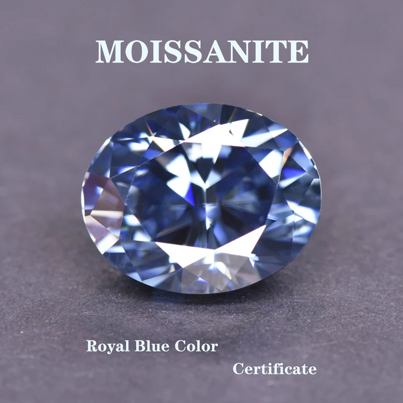 

Moissanite Stone Oval Cut Natural Colour Royal Blue DIY Ring Necklace Earrings Main Materials Charms Gemstone with Certificate